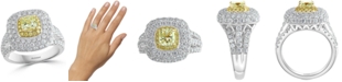 EFFY Collection EFFY&reg; Yellow & White Diamond Halo Ring (2-3/4 ct. t.w.) in 18k Gold & White Gold